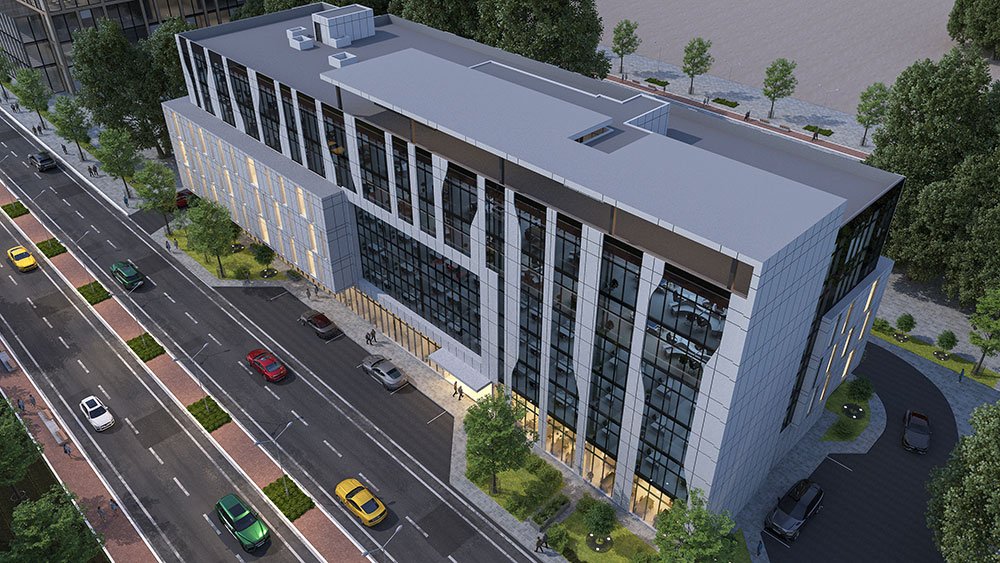 Architectural rendering of the Airport Commercial Building, Abu Dhabi
