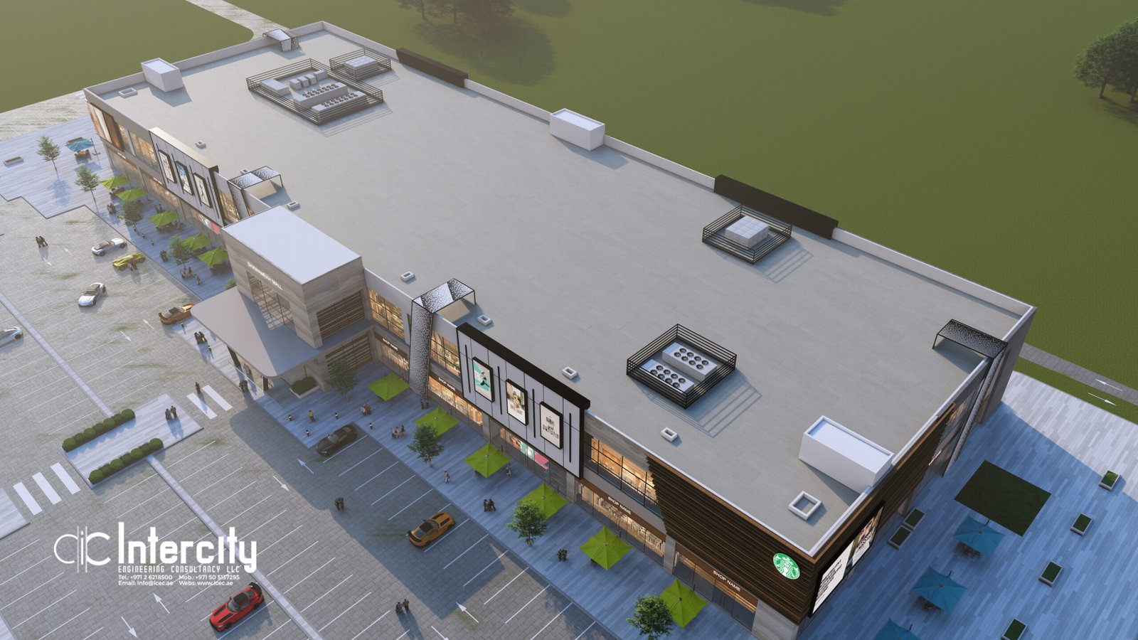 Architectural rendering of the Proposed Community Mall, Al Shawamekh